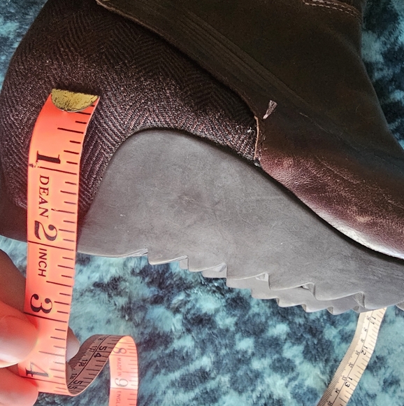 PUMA Vtg Y2K Leather Tweeded Chocolate Brown Wedge to the Knee Boots, size 6 - Picture 10 of 13